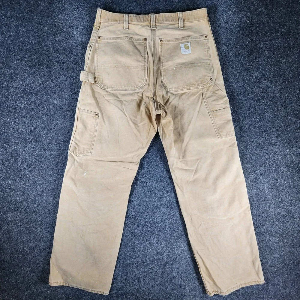 Vintage 80s Carhartt Double Knee Pants Mens 34x32 Tan USA Made Duck Canvas